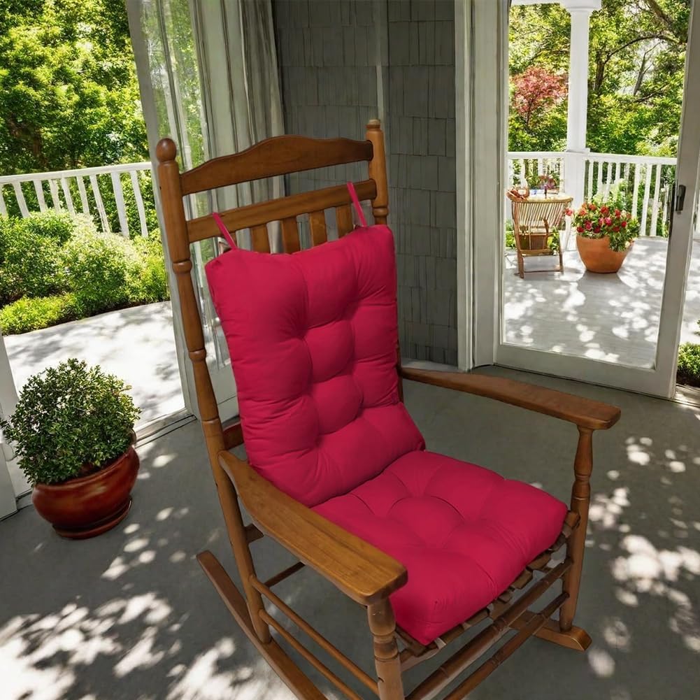 Rocking Chair Cushion Set, Patio Chair Cushions, Tufted Chair Pads for Rocker Furniture, Indoor Seat Cushions with Ties (Dark Grey)