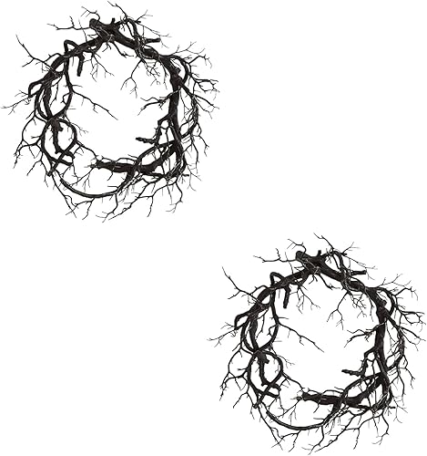 Regalos de corona de Halloween, decoración de Halloween, corona negra con luces, coronas de otoño de Halloween para puerta delantera, corona de