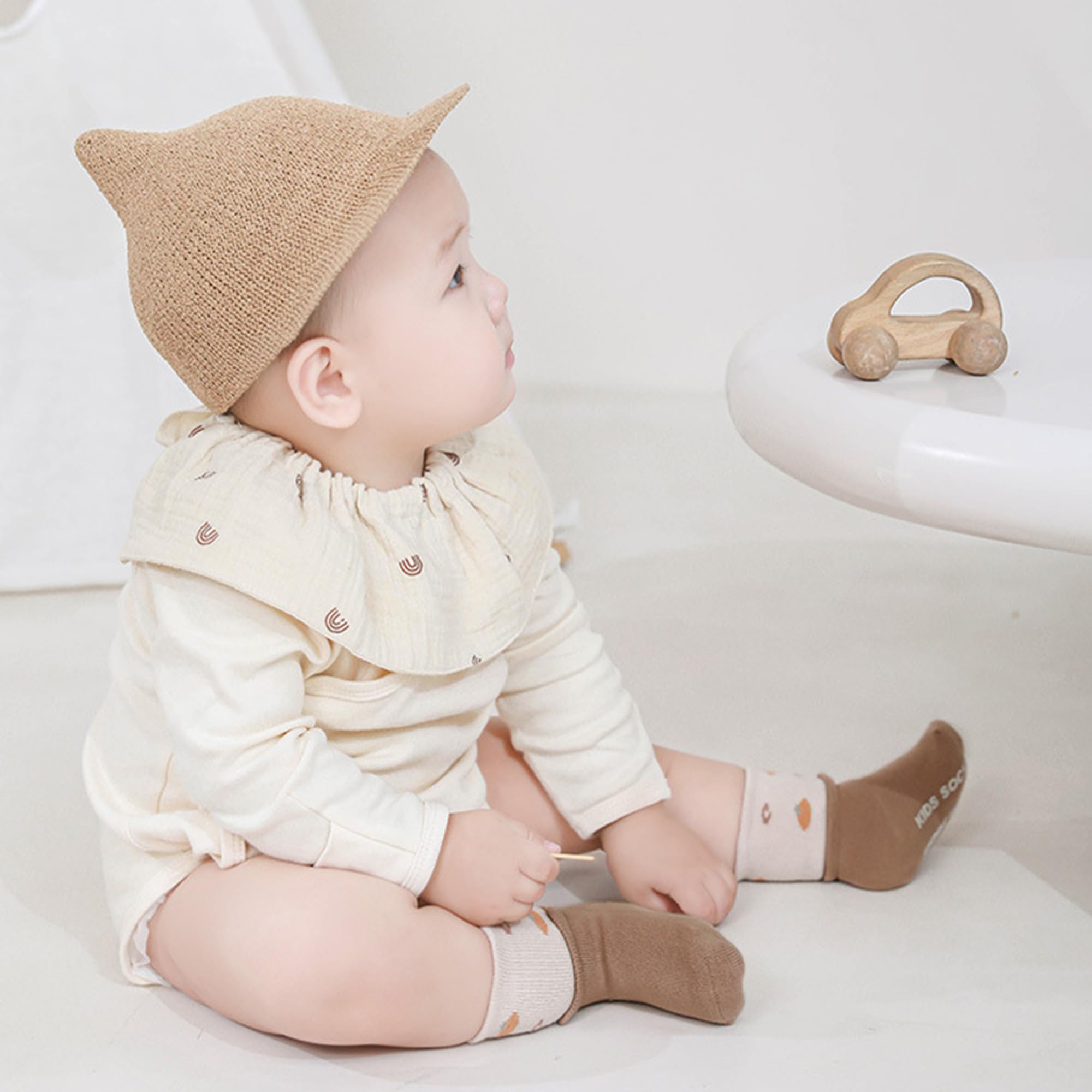 Fly love 5pairs Baby Organic Cotton Socks Cartoon Newborn Anti Slip Crew socks Infant indoor walking Ankle socks (US, Age, 0 Months, 6 Months, Style A)