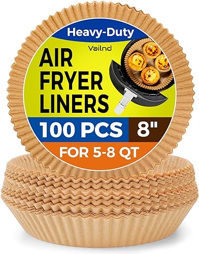 Forros de papel desechables para freidora de aire de 8 pulgadas, máximo XL, grandes forros de papel desechables para freidora de aire, 100 hojas de