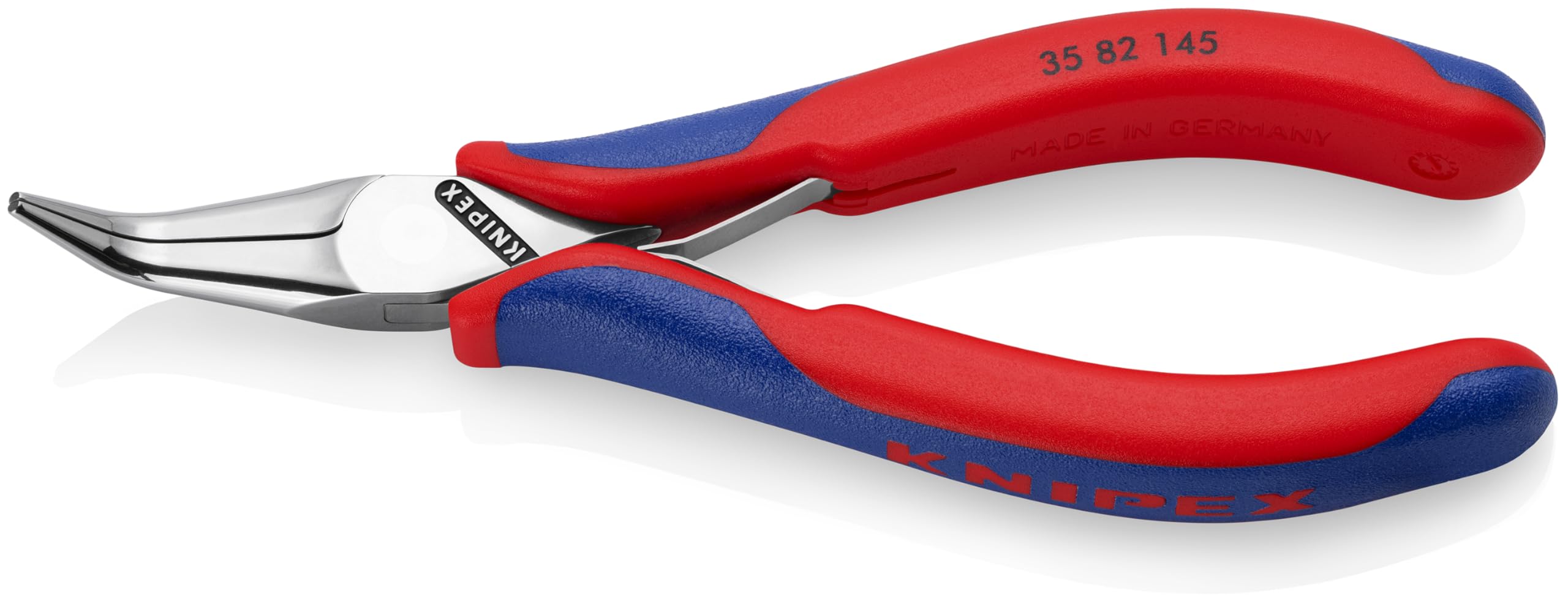 KNIPEX Werkzeuge - Elektronikzange, halbrunde Spitzen, 45 Grad abgewinkelt, Mehrkomponenten (3582145), 5,75