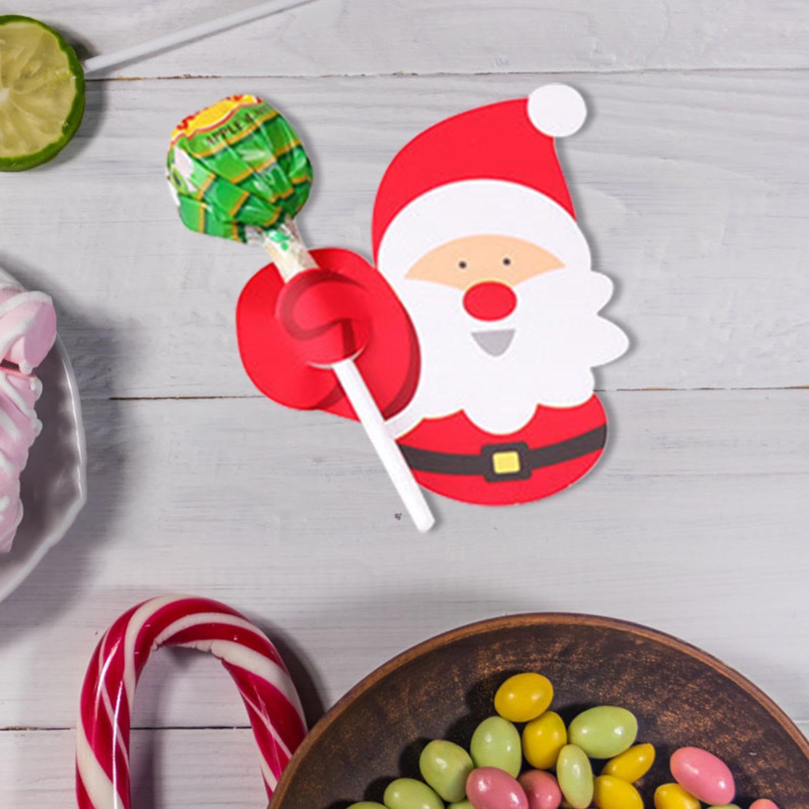 Soporte para tarjetas de Navidad, paquete de 50 tarjetas de para caramelos de azúcar | Decoraciones de embalaje de piruletas