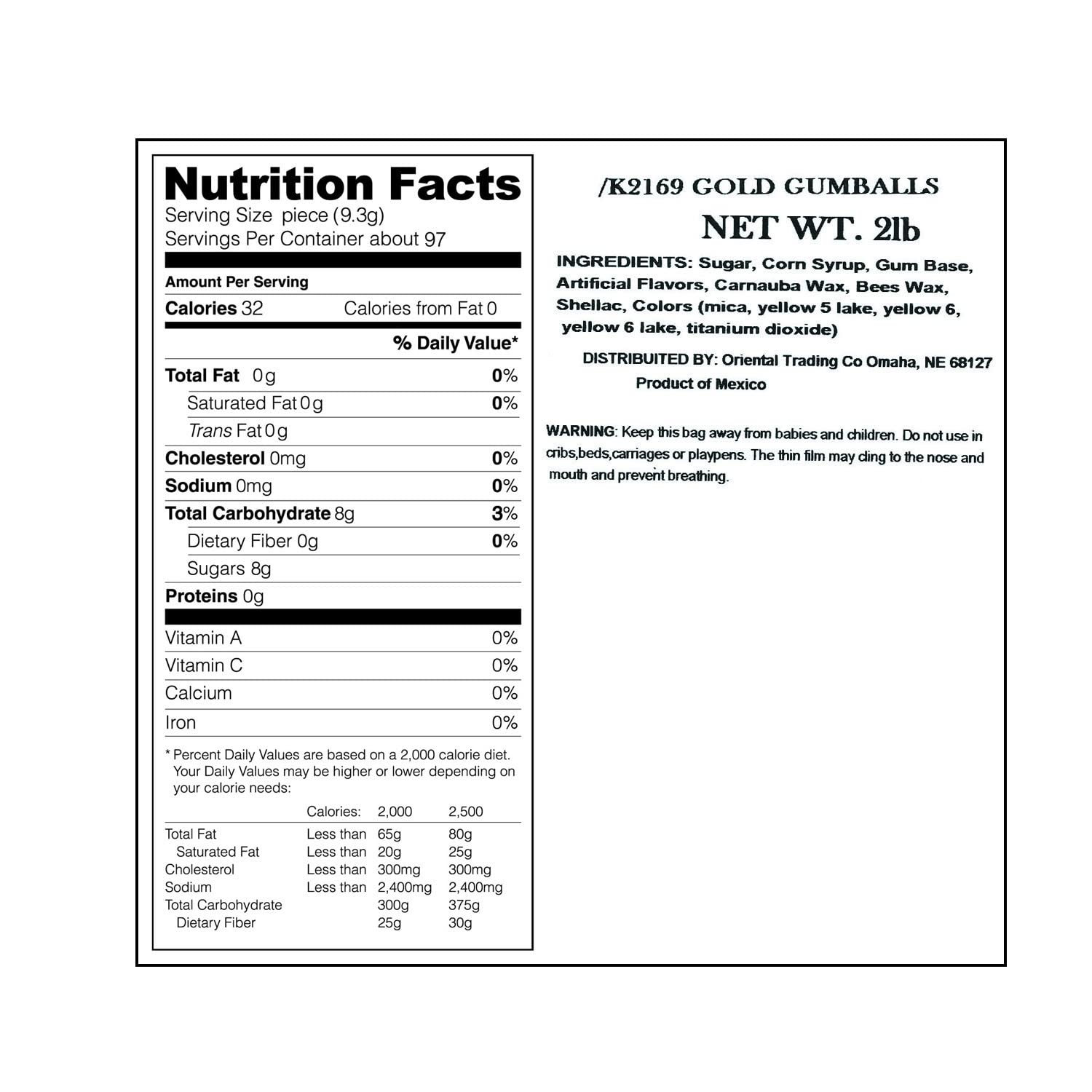 Fun Express Large 1 Inch Gumballs, Shimmer and Solid Colors, For Gumball Machines, Weddings, Receptions, Birthday Parties and Candy Buffet Tables - Gold