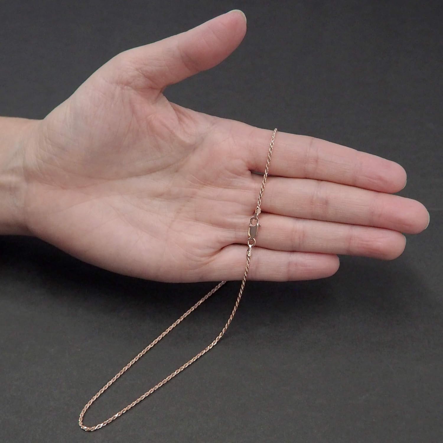 14kt Rose Gold Plated Sterling Silver 1.3mm Diamond-Cut Rope Chain Necklace, Nickel-Free, Made in Italy - Image 3