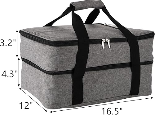 Miniatura 2 de ZEAYEA Portaequipajes de doble cazuela reutilizable aislante para alimentos calientes o fríos bolsa térmica expandible para fiestas de comida picnic