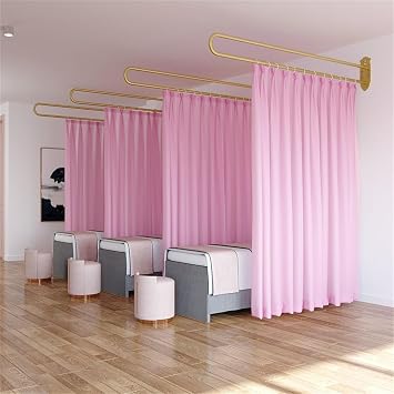 XOOFMASS Room Divider Curtains Divider Screen Protection Privacy Shower Curtain, Wall-Mounted U-Shape Privacy Partition Curtains for Beauty Salon Fitting Room Bedroom, 1 Set,Pink,230cm