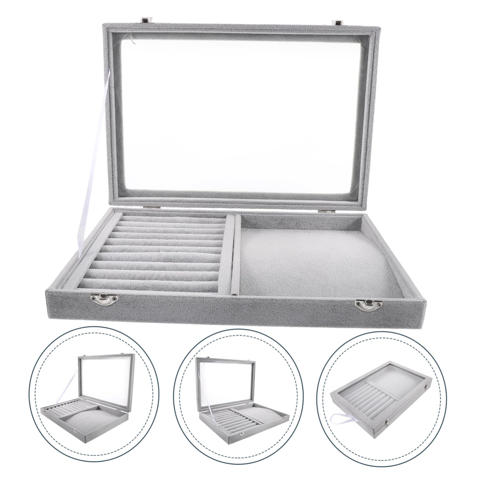 Transparente Schmuckbox mit Klarsichtdeckel Tragbarer Organizer für Ringe und Halsketten Stapelbare Aufbewahrungsbox für Reisen Leichter Schmuckkasten mit Sichtfenster für Kleine