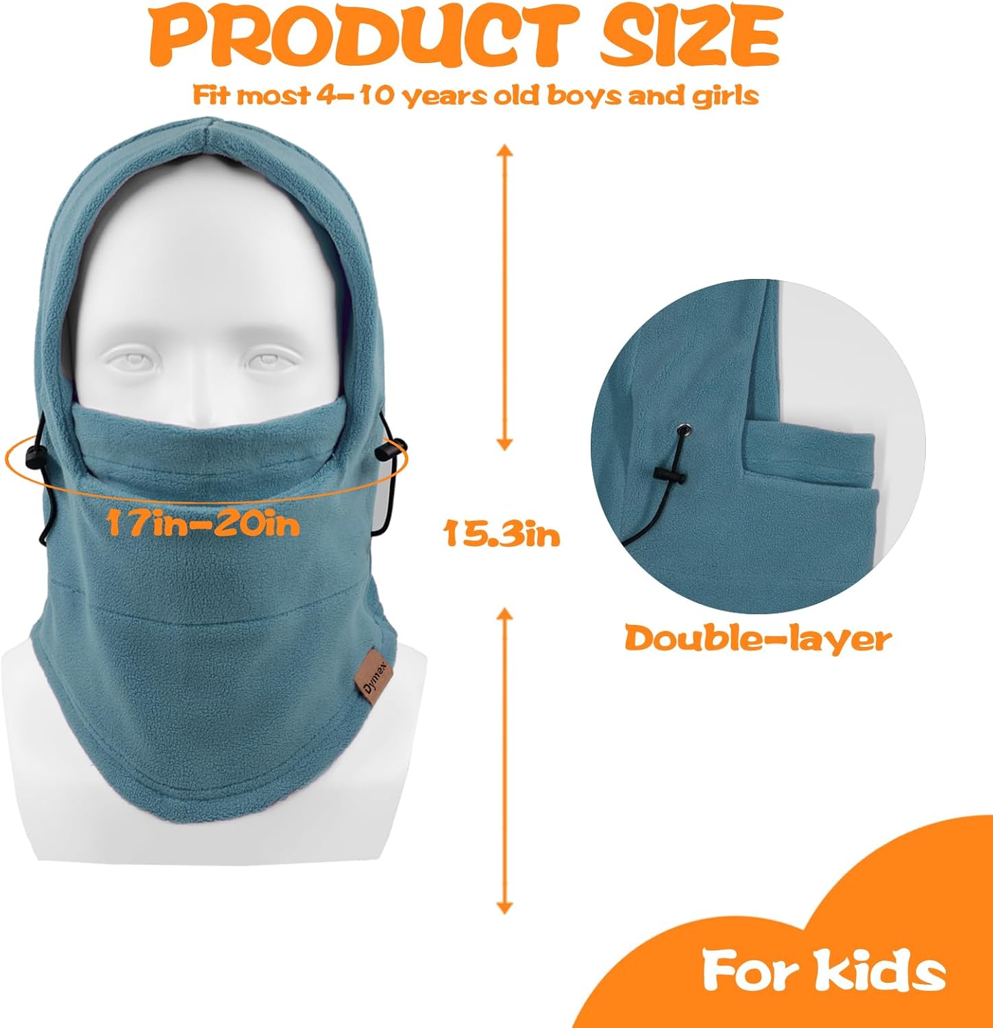 Kids Balaclava Windproof Ski Mask Hood Face Mask Neck Warmer for Cold Weather, Winter Hat for Boys Girls - Image 5