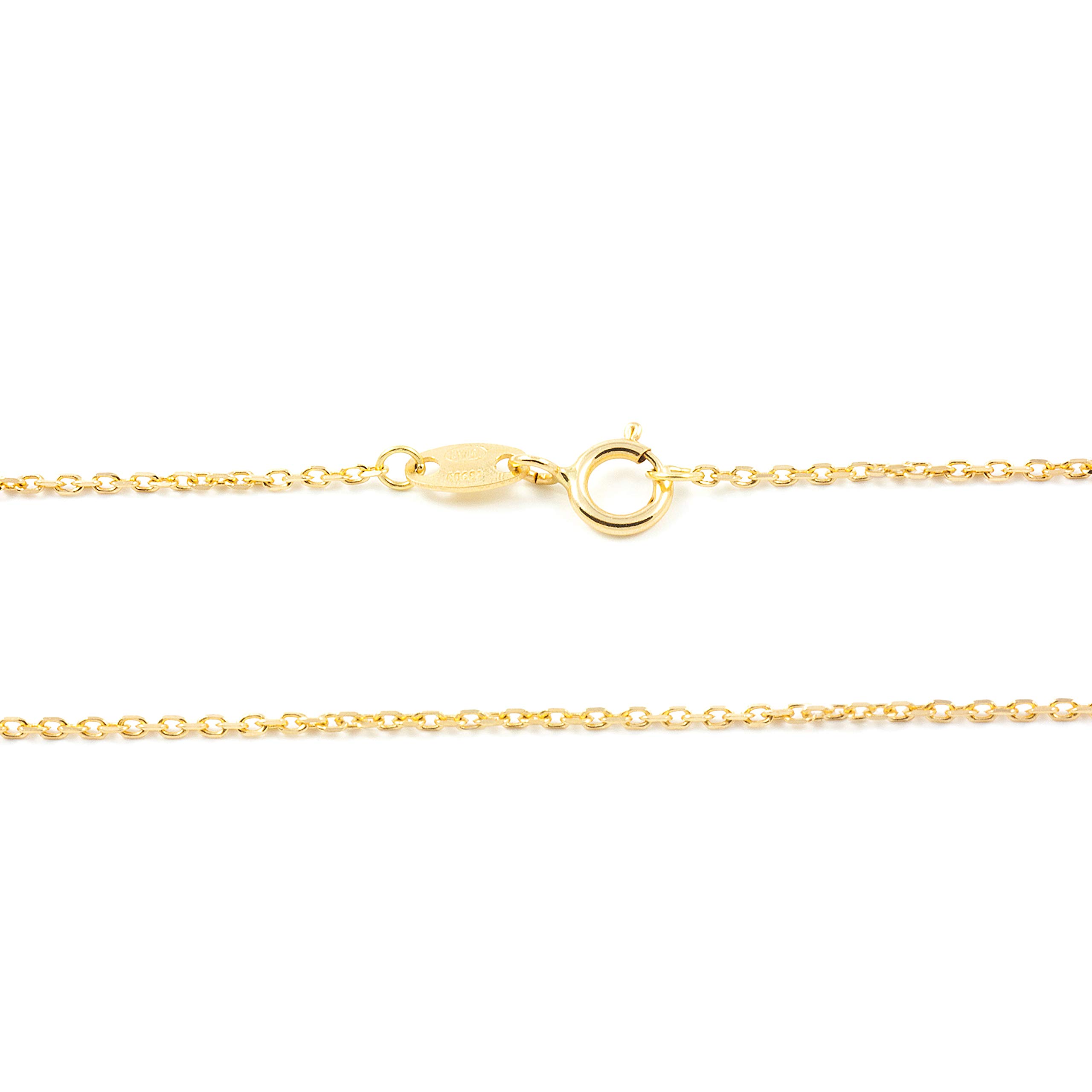 Monde Petit Cadena Oro Amarillo 18 Kilates (18K) Forzada 3º Longitud 40 cm Grosor 1 mm - Estuche Regalo - Certificado de Garantía - Mondepetit