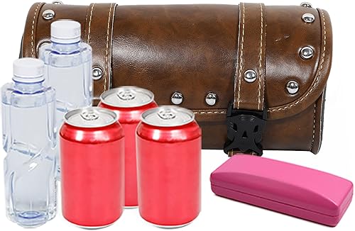 Miniatura 9 de X AUTOHAUX Bolsa de herramientas para motocicleta, bolsas para manillar, bolsa de equipaje de ciclismo, impermeable, piel sintética, redonda,