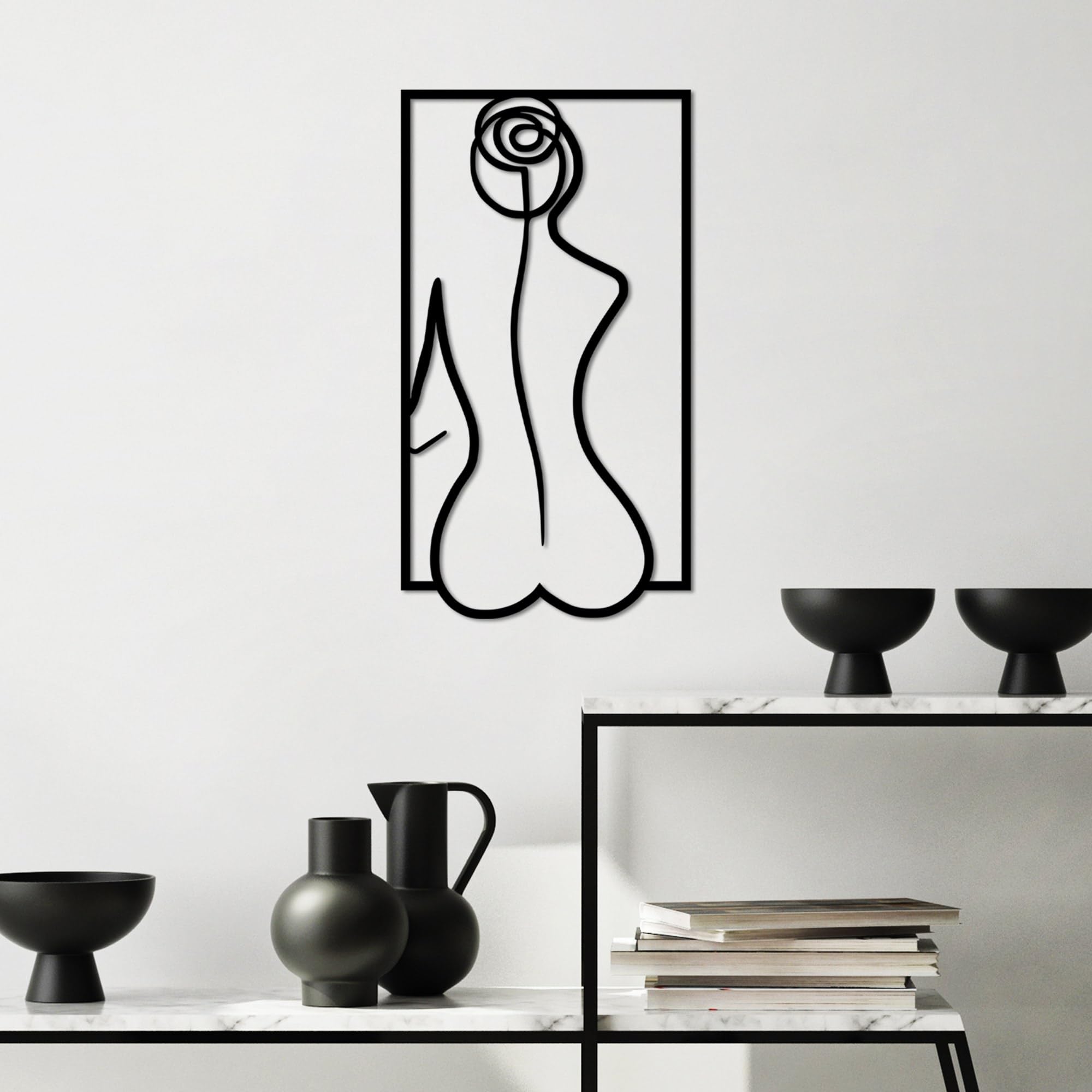 Stylish Black Decorative Metal Wall Accessory, 50 x 27 cm, 100% Metal (1.5 mm), Easy Wall Mounting, Perfect for Modern Home Decor
