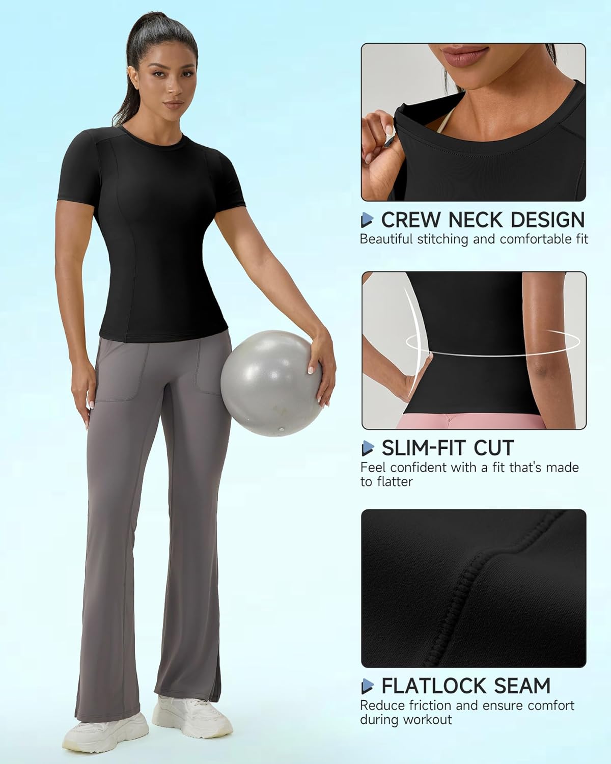 SPVISE Short Sleeve Workout Tops for Women Slim Fitted Athletic Shirt Compression Tee Dry Fit Yoga Gym Tshirt Comfy Basic Top - Image 7