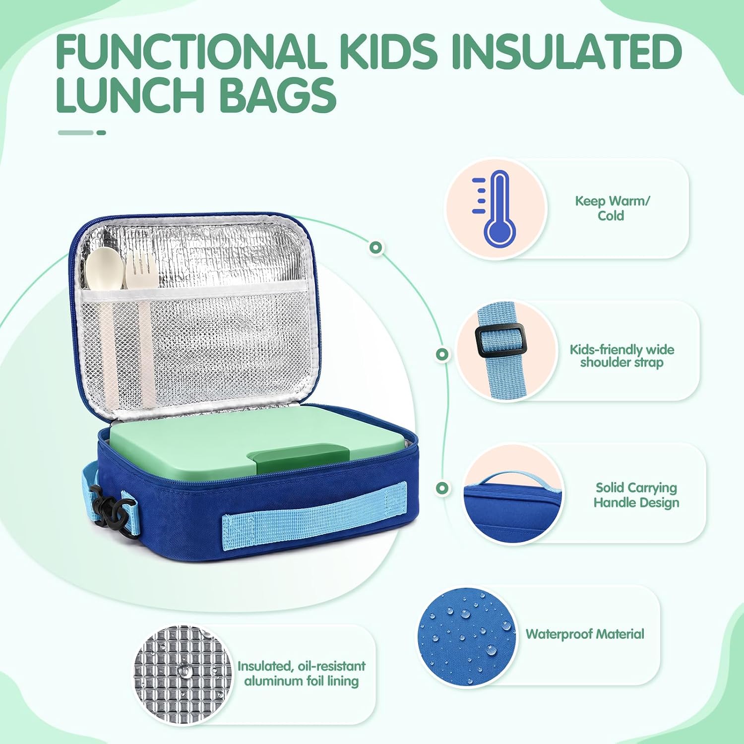HOMETALL Bento Box for Kids with 8.5oz Insulated Food Jar Lunch Bag Set image 5