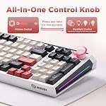 K98 Wireless Mechanical Keyboard,Tri-Mode BT5.0/2.4GHz/USB-C Hot Swappable Custom Keyboard,Gasket Structure,RGB Backlit Gaming Keyboard for Win & Mac(White&Red,Cocoa-V2 Switch)