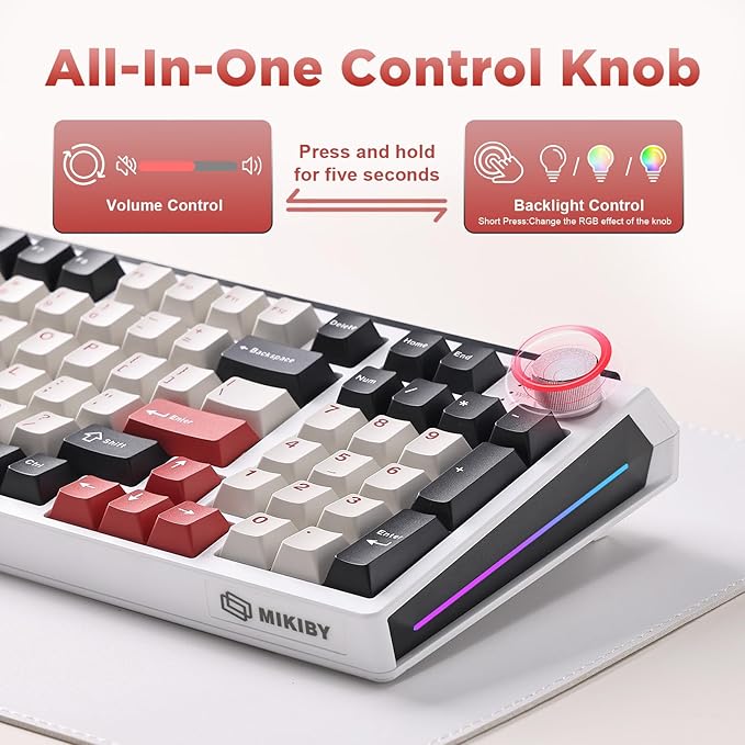 Teclado mecánico K98 inalámbrico Tri-Mode BT5.0/2.4GHz/USB-C miniatura 6