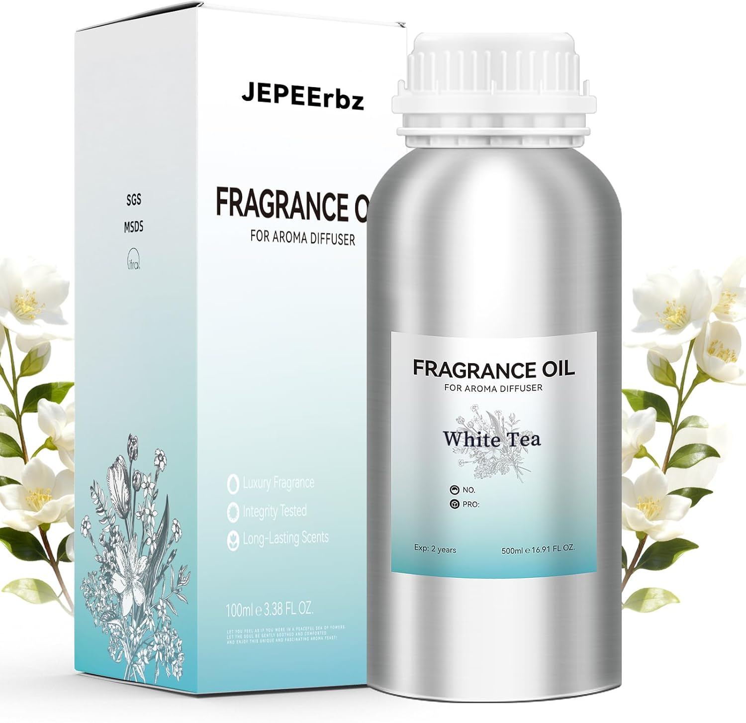 White Tea Essential Oils for Diffuser (500ml / 16.9oz), Natural, Long-Lasting, Luxury Aroma, Perfect for Home, Spa & Hotel Use