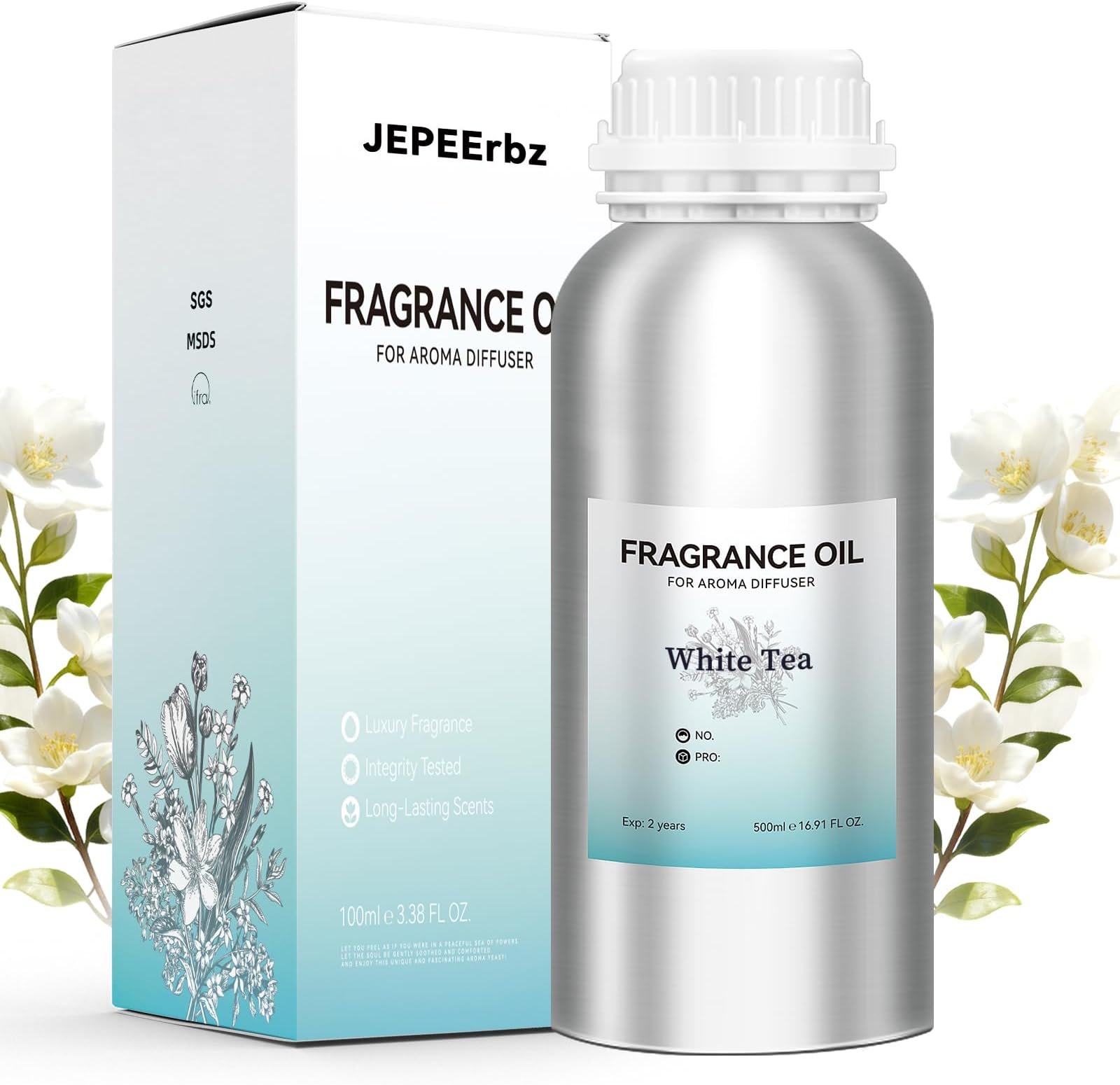 White Tea Essential Oils for Diffuser (500ml / 16.9oz), Natural, Long-Lasting, Luxury Aroma, Perfect for Home, Spa & Hotel Use