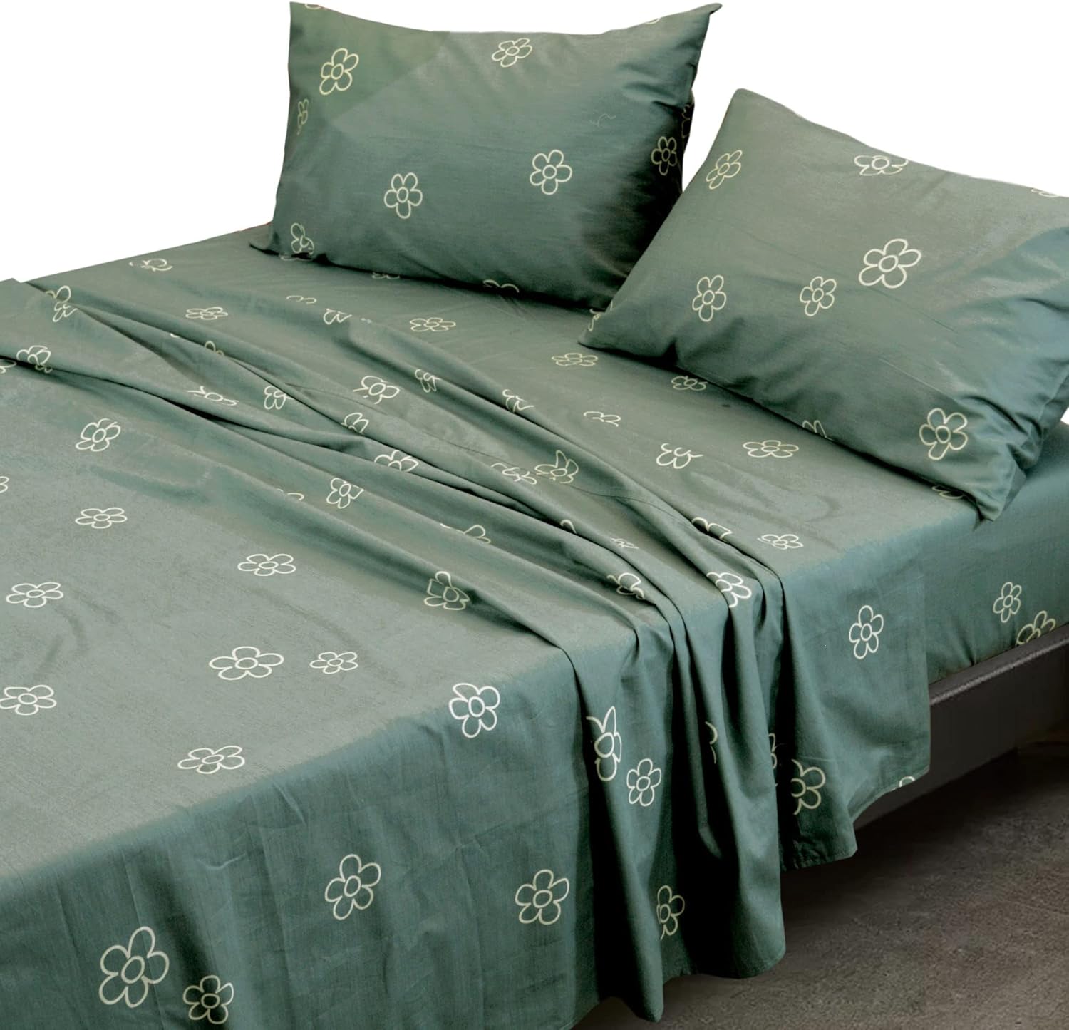 Essina Queen Bed Sheet Set 4pc Pictorial Collection, Cotton