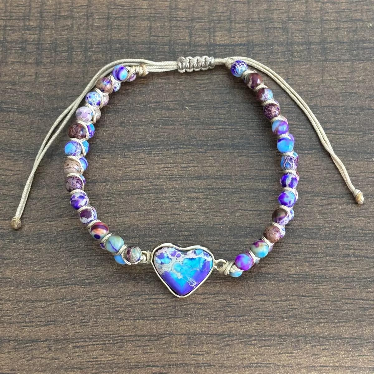 for My Granddaughter “You are Always in Mine Beads“ Bracelet, Natural Emperor Jasper Stone Beaded Wrap Bracelet Duoble Layer for Mind Peace,Bracelet for Granddaughter