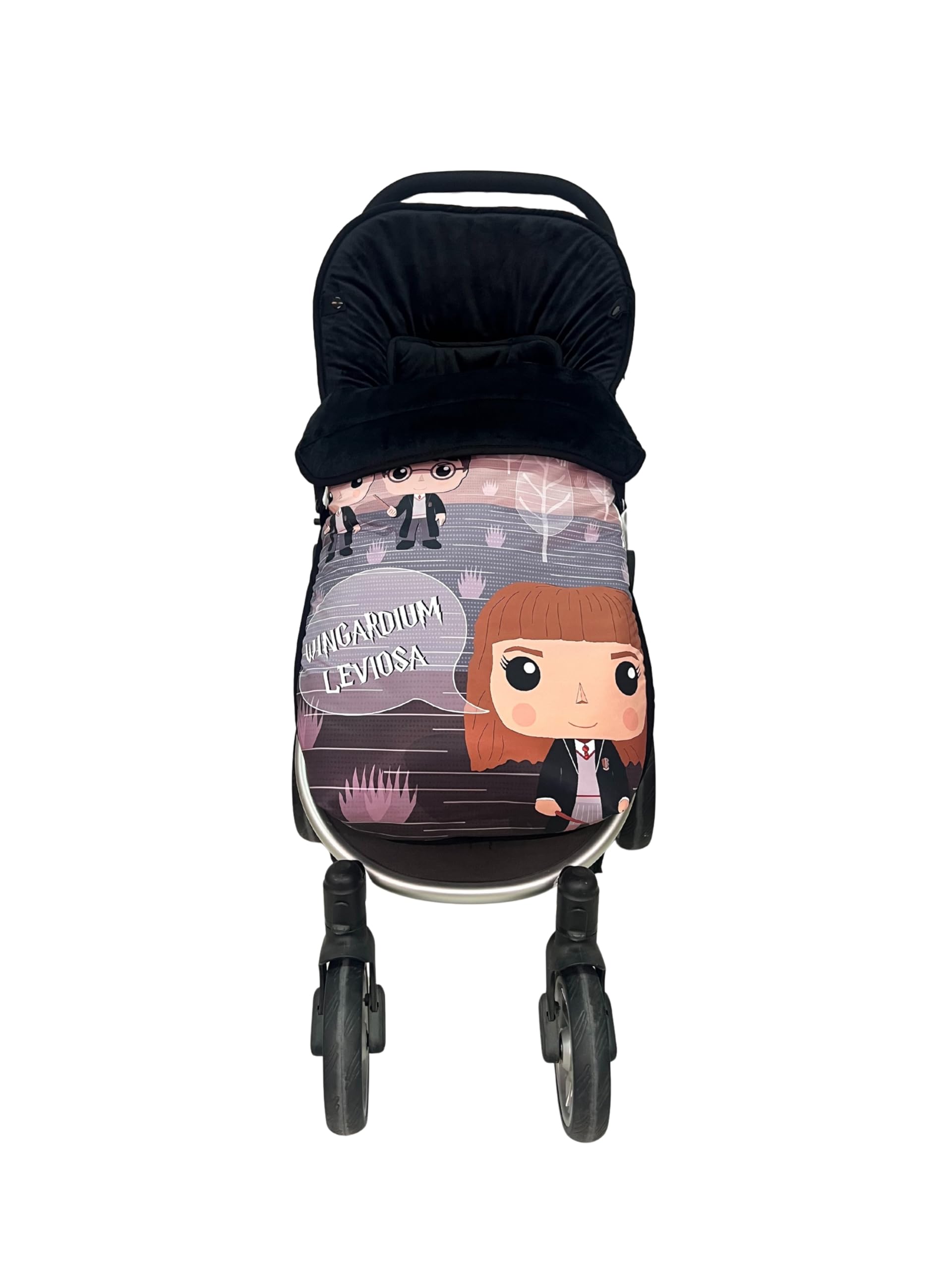 Baby Star Saco Silla de Paseo Universal, Saco Bebe Invierno con Polar extrasuave, Saco Carro bebé Impermeable, Desmontable y Transpirable, Doble Apertura (Negro y rosa)