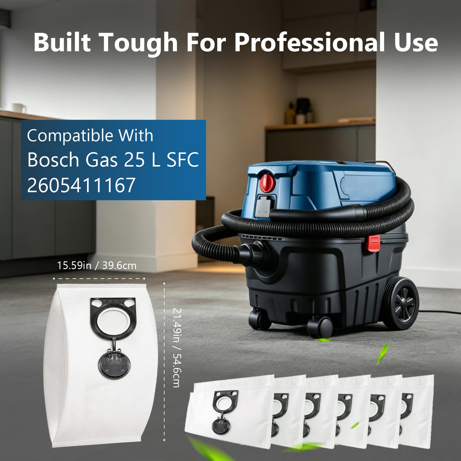 10 Bolsas Aspiradora Universal Compatible con Bosch GAS 25L SFC Aspiradora | Reemplazable Bolsa Aspiradora,Ajuste Perfecto,Aspiradoras Accesorios
