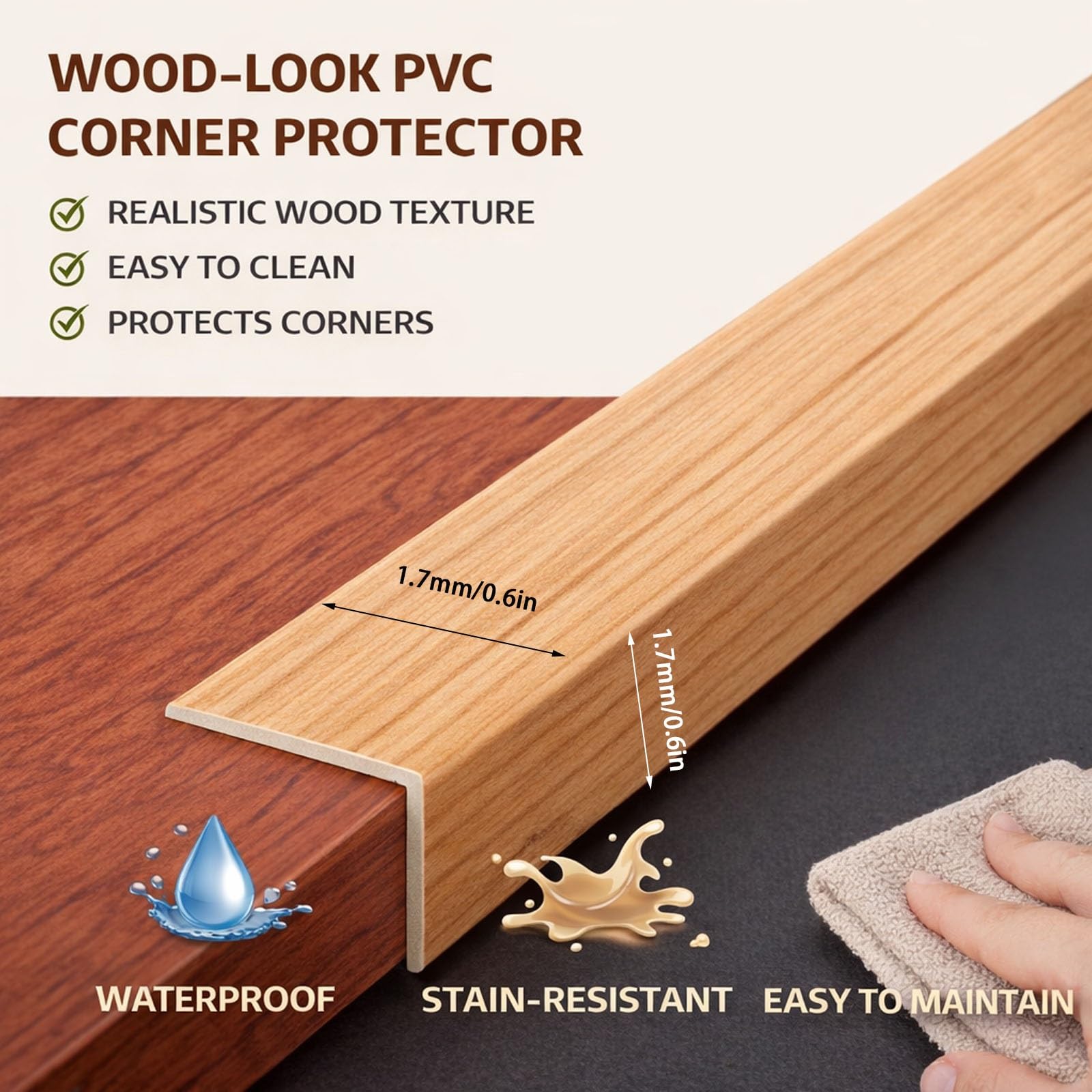 Cantonera Protector de Esquinas Pared Autoadhesivo, Perfil Angular de PVC para Protección de Bordes y Muebles, Tira Anticolisión Infantil para Esquinas Vivas y Escaleras(Cement Gray,400cm)