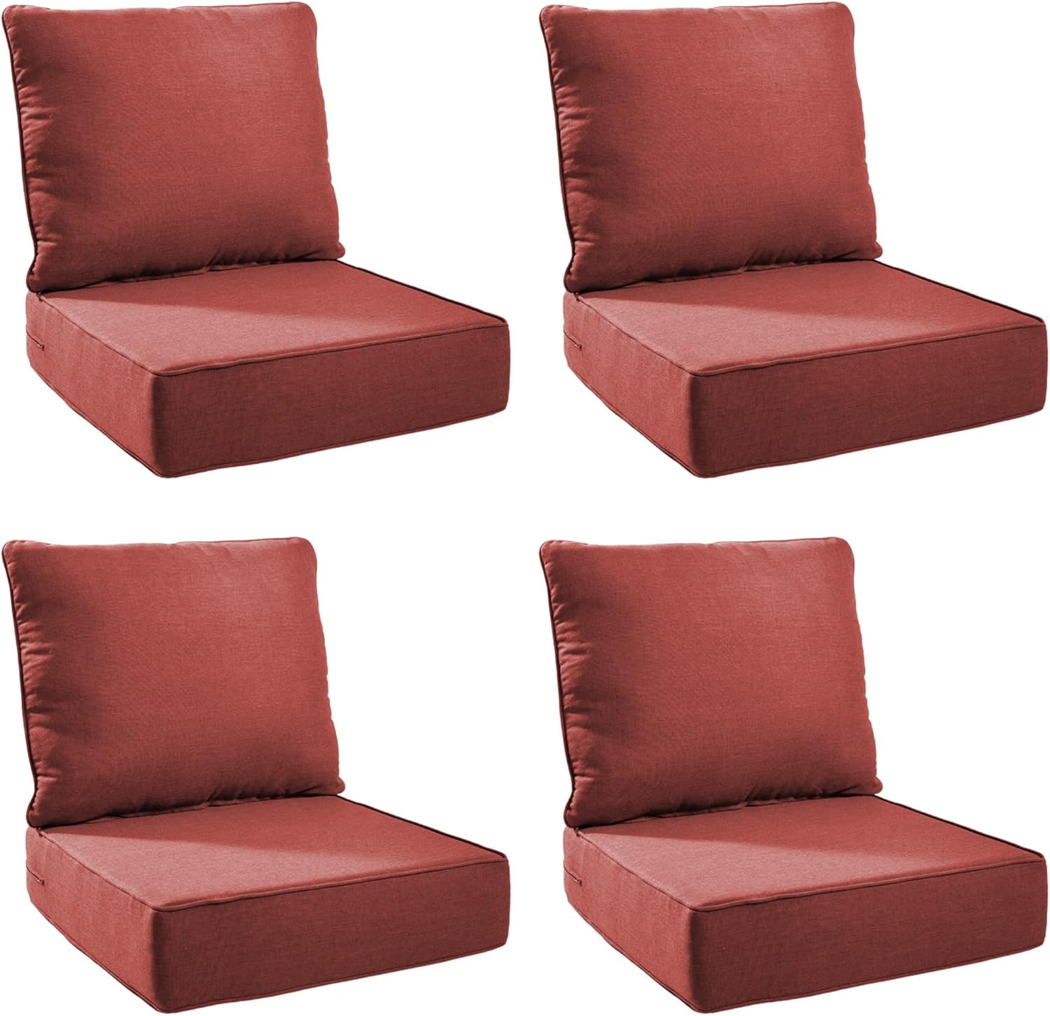 Outdoor Cushion Set for Furniture Patio Furniture, UV Resistant, Water Resistant - 6 Inch Thick Foam Garden Cushions 24x24 Inch Patio Seat Covers for Chair/Sofa/Couch | Red | 4-Pack |