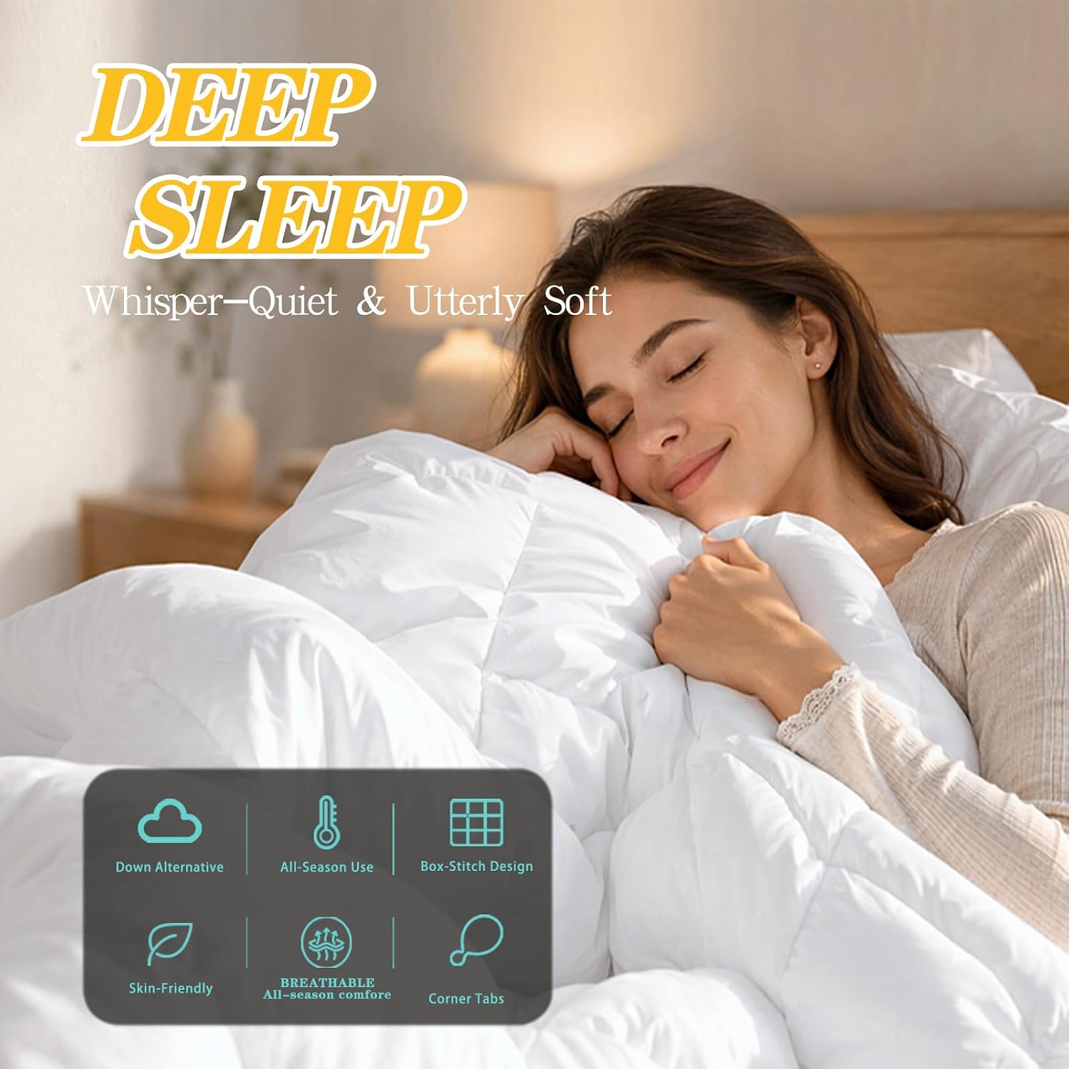 GKM All‑Season Box‑Stitch King Comforter,Polyester Down Alternative Bedding