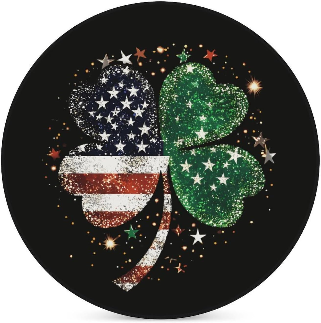 Irish U.S. Flag Ireland Round Ceramic Coasters Print Drinks Absorbent with Cork Base for Home Decor Gifts 4 Inch