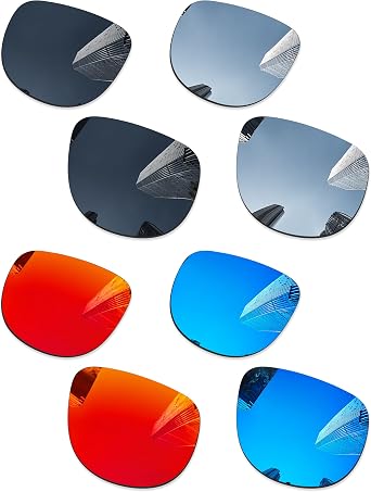 4 Pairs Ploarized Replacement Lenses for RayBan RB4147 60mm Sunglasses - Black + Silver Titanium + Ice Blue + Fire Red