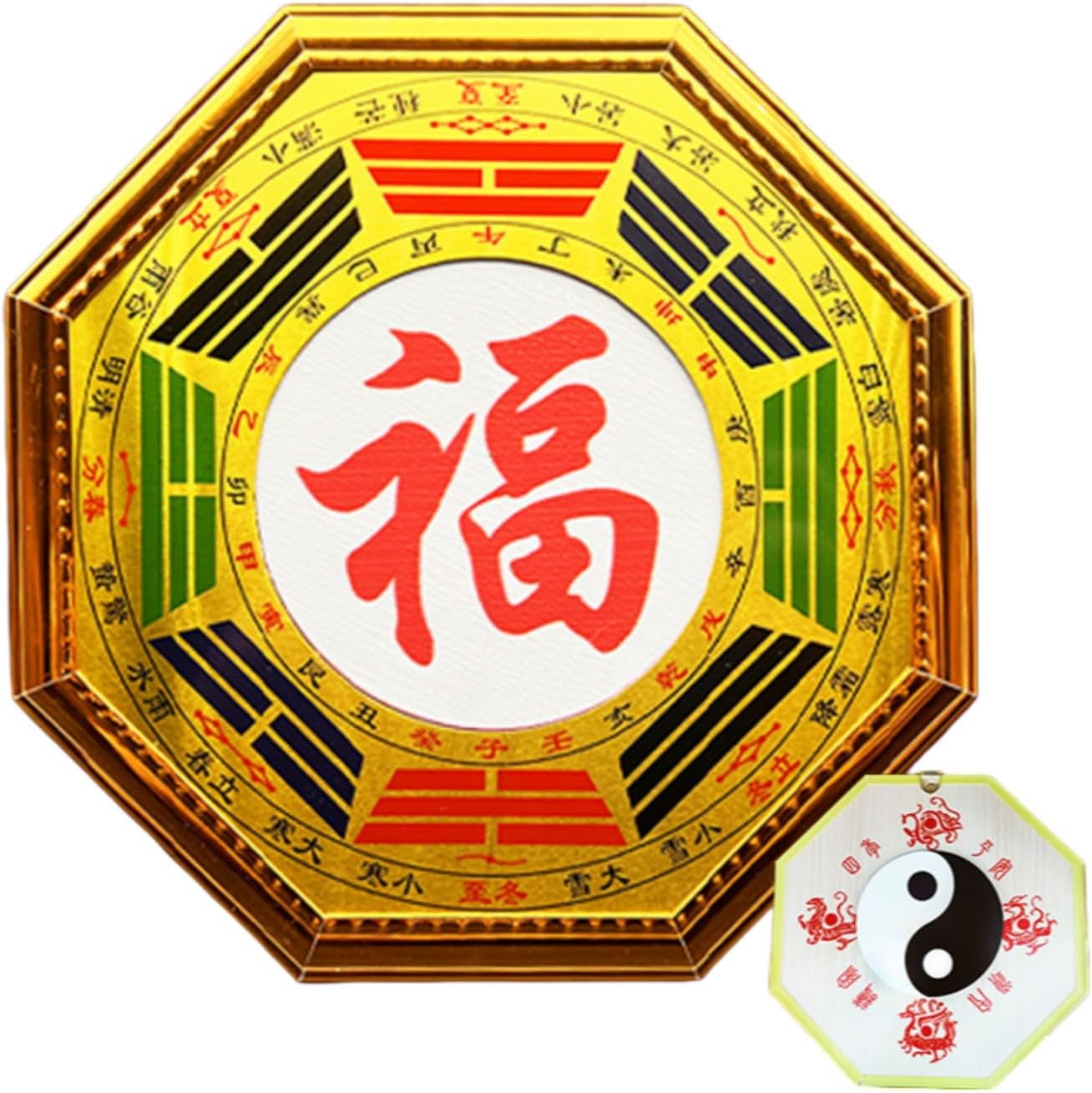 五行八卦福 Feng Shui Good Amulet 摆件背面带阴阳八卦图镜海神门福符大门对门口窗户 fengshui Chinese Tassel Ornaments-182
