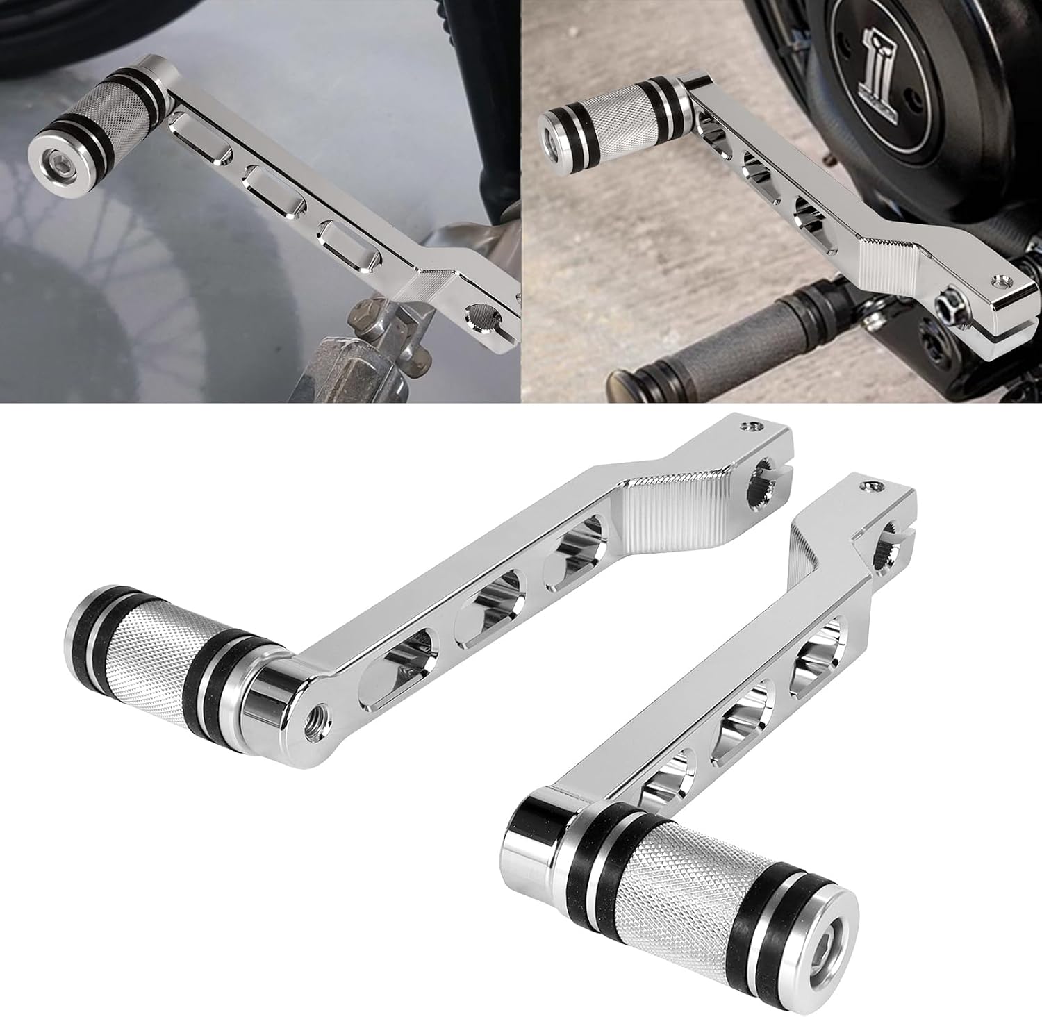 Heel Toe Shift Pegs Front Rear Levers w/Shifter for Harley 1986-2017 FL Softail,1988-2025 Touring Road King Road Glide Street Glide Electra Glide and 2008-2025 Trike (Chrome)
