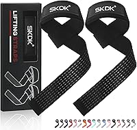 SKDK Weightlifting Straps - Durable Cotton Deadlift Grips with Neoprene Wrist Padding & Anti-Skid Silicone for Powerlifting, Bodybuilding
