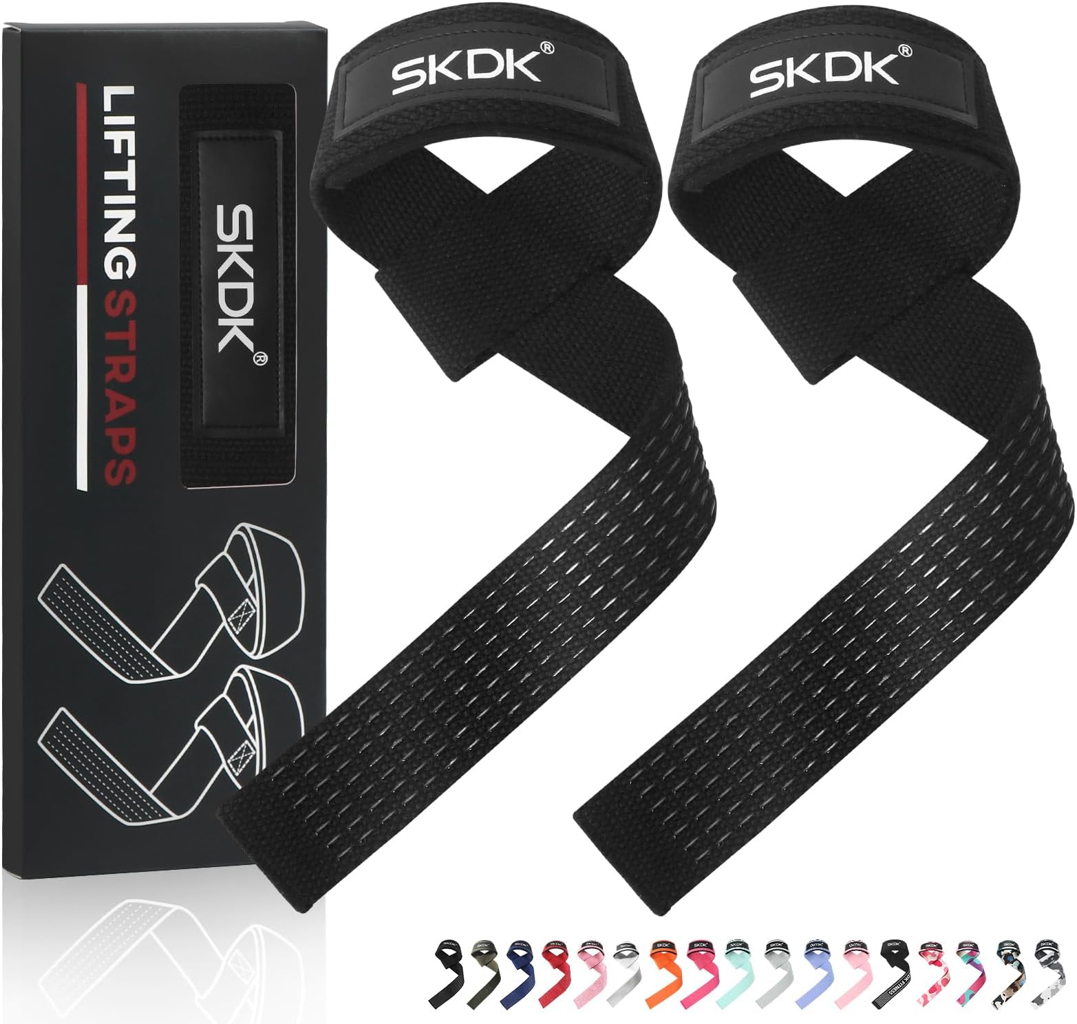 SKDK Lifting Straps Strength Training Women Bodybuilding, Lifting Straps Gym Deadlift, Deadlift Straps with Neoprene Padded Wrist, Non-Slip Silicone, for Weightlifting, Bodybuilding, Xfit, Strength