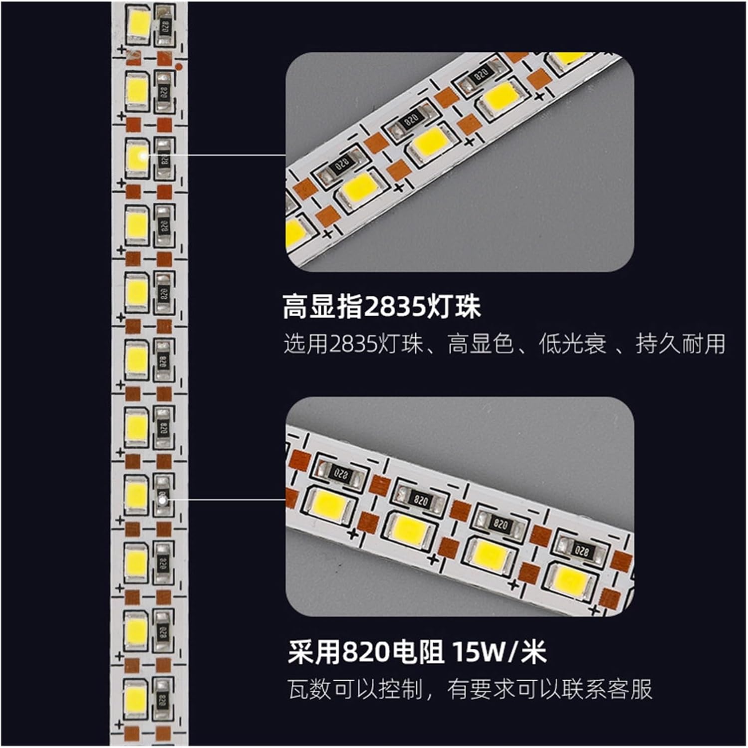 5 Meters LED Hard Light Strip high Brightness 2835-5V-120 Beads 10mm Wide Container Showcase Cabinet Wardrobe Light Strip (Color : 2835 5V 60 lamp, Size : Natural Light)