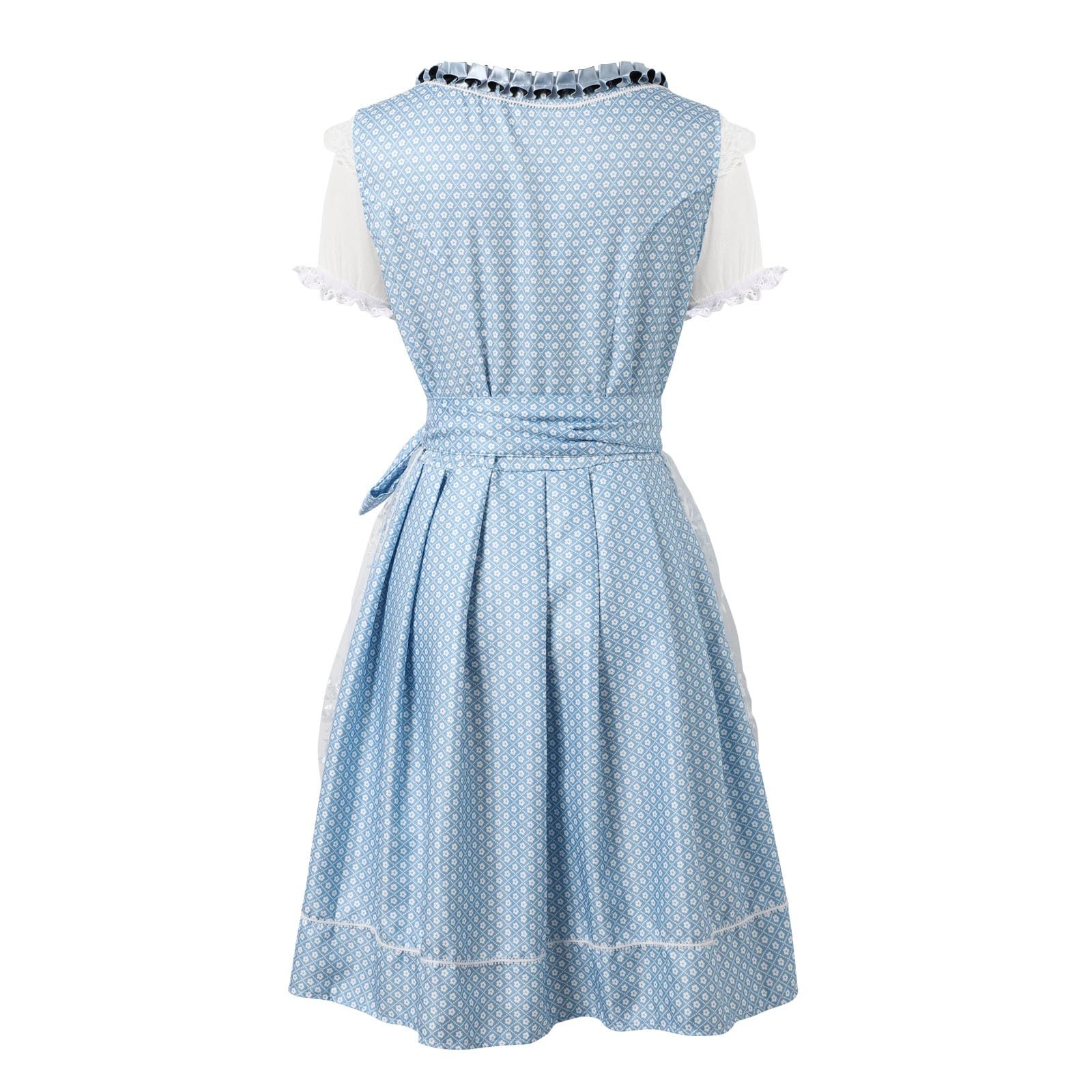 Damen Midi Dirndl Elegante Trachtenkleid 3-teiliges Oktoberfest Kostüm