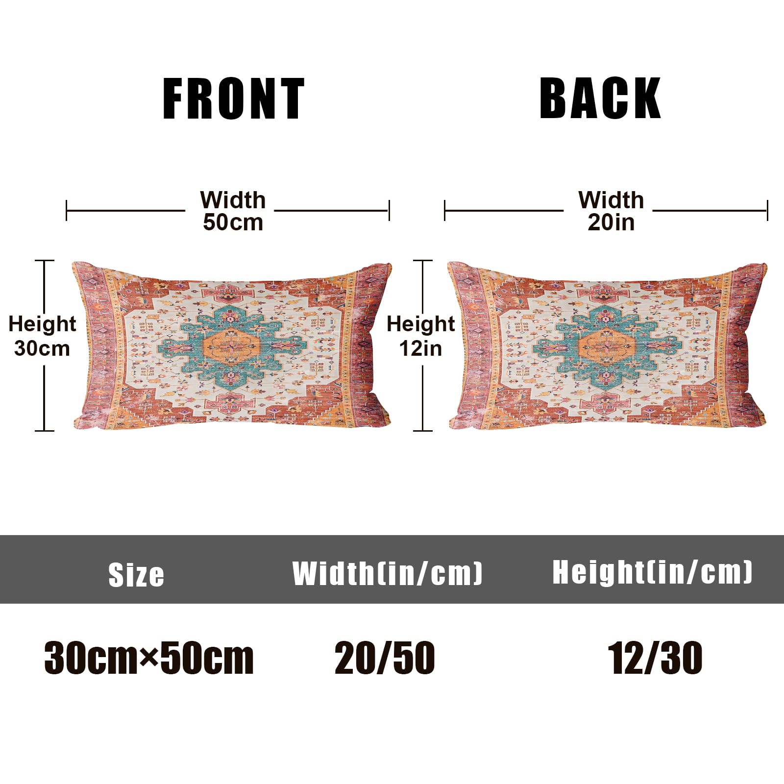 XPHZZL Cushion Covers 30cm x 50cm Set of 2 Soft Decorative Square Throw Pillow Case Boho Pillowcases for Sofa Couch Bedroom Outdoor Home Office Car Decor with Invisible Zipper 12 x 20 Inch - Image 2