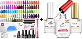 Beetles 55Pcs Gel Nail Polish Kit with U V Light and Nail Drill - 32 Color Gel Nails Kit Fun Camp Professional Manicure Set & Gel Base and Top Coat Set with Matte – 3 Pcs No Wipe Nail Polish Kit, Glos
