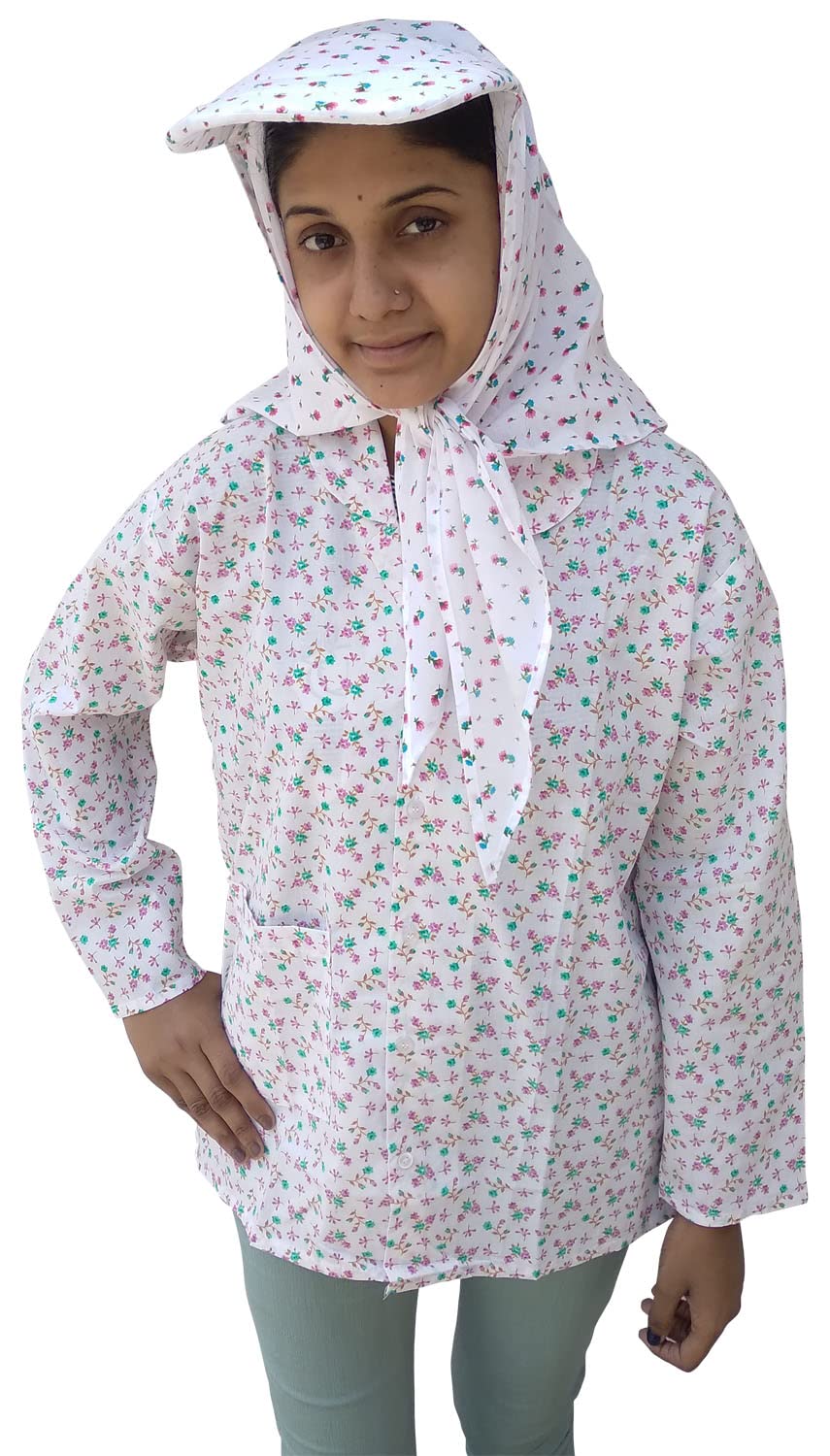 Darsh Traders Women's Printed Sun Coat with Summer Cap/Cotton Summer Sun Coat with Cap/Sun Coat for Ladies with Cap