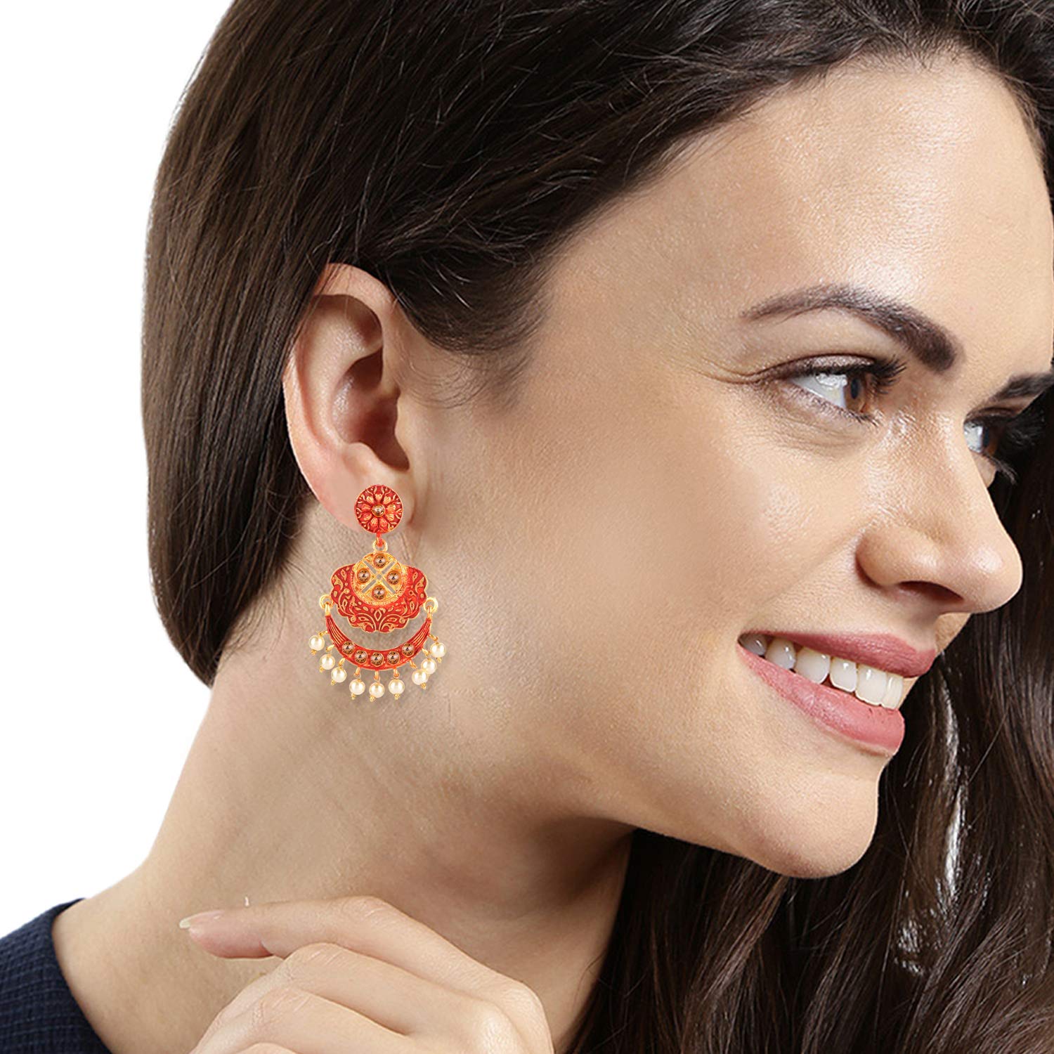 Traditional Meenakari Pearl Earrings