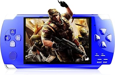Handheld Game Console, Built-in 1200 Games 4.3’’ HD Screen Retro Gaming System, Support TV Output, Portable Rechargeable Game Console with Dual Joystick, Best Gift for Kids and Adult Blue