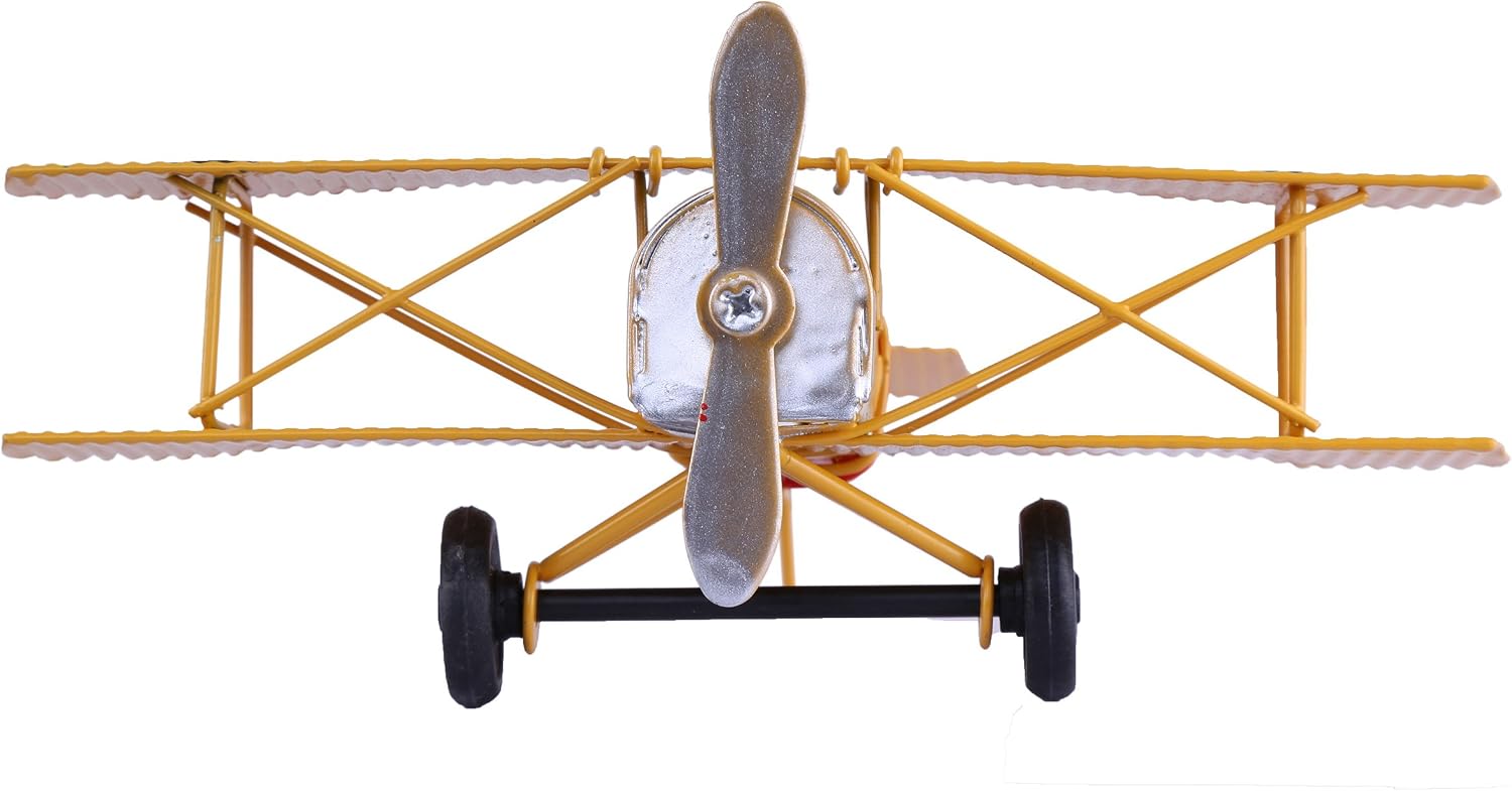 Berry President Vintage Retro Wrought Metal Iron Biplane Plane Aircraft Handicraft Models - Photo Props Home Decor/Ornament/Souvenir (Yellow)