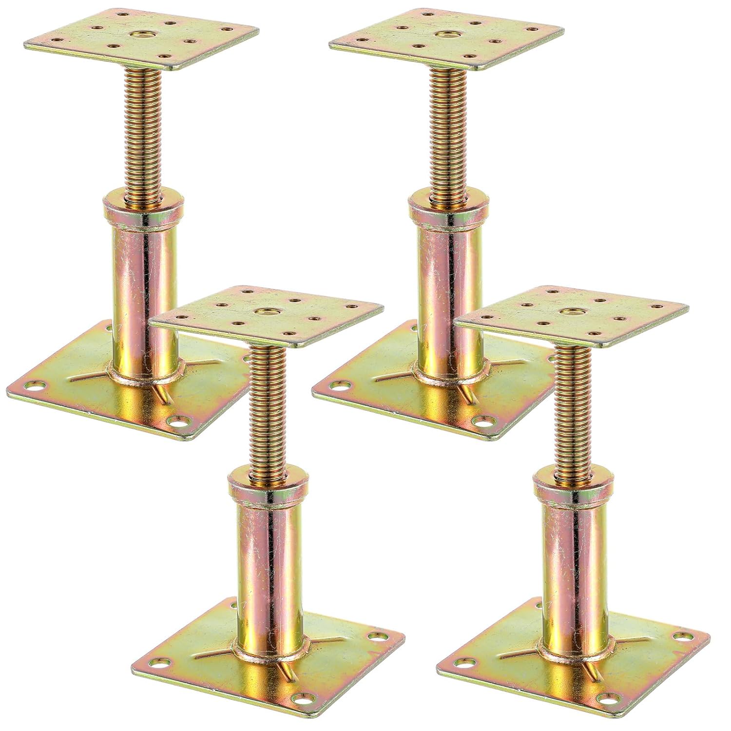 4 Pcs House Floor Jacks Post Pole for Leveling, 11.8" - 15.2" Height Range, Temporary Support Lifting Basement Joist Adjustment Min and Max Height Capacity, Galvanized