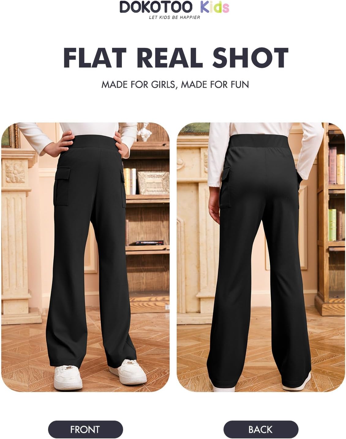 DOKOTOO KIDS Girls School Uniform Pants Flare Leggings Size 6-15 Years