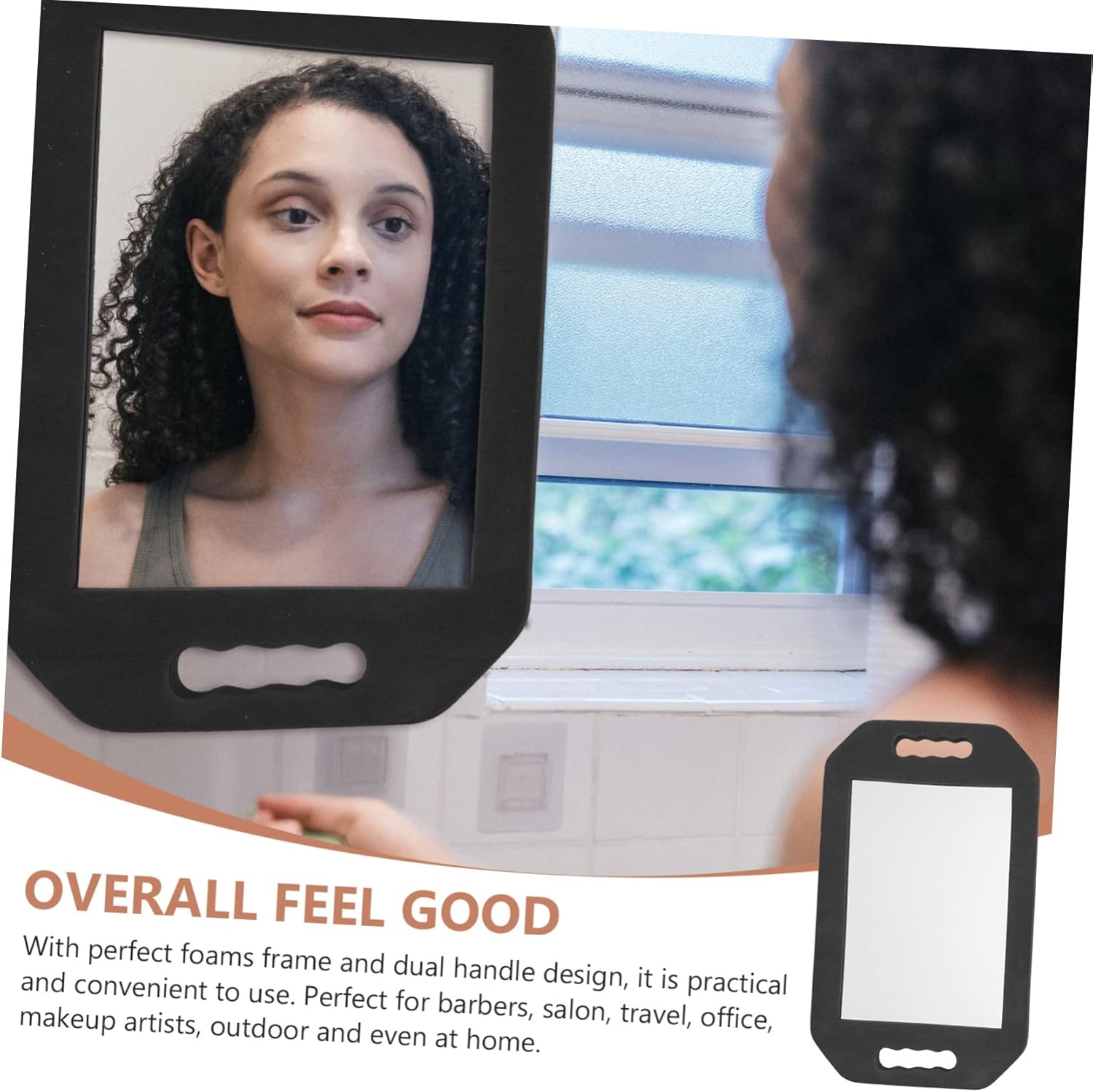 Foams Frame Rectangular Salon Mirror with Handles High Density Foam Makeup Mirror for Hairdressing for Barbers and Makeup Artists
