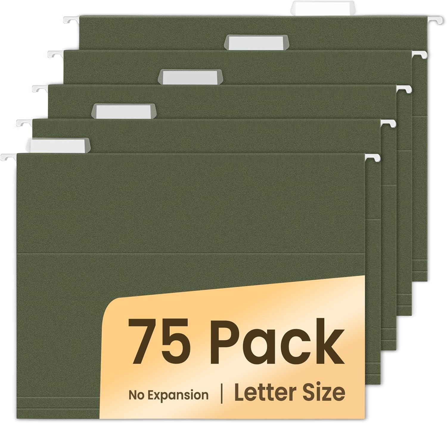 SUNEE 75 Pack Hanging File Folders with 1/5-Cut Tabs