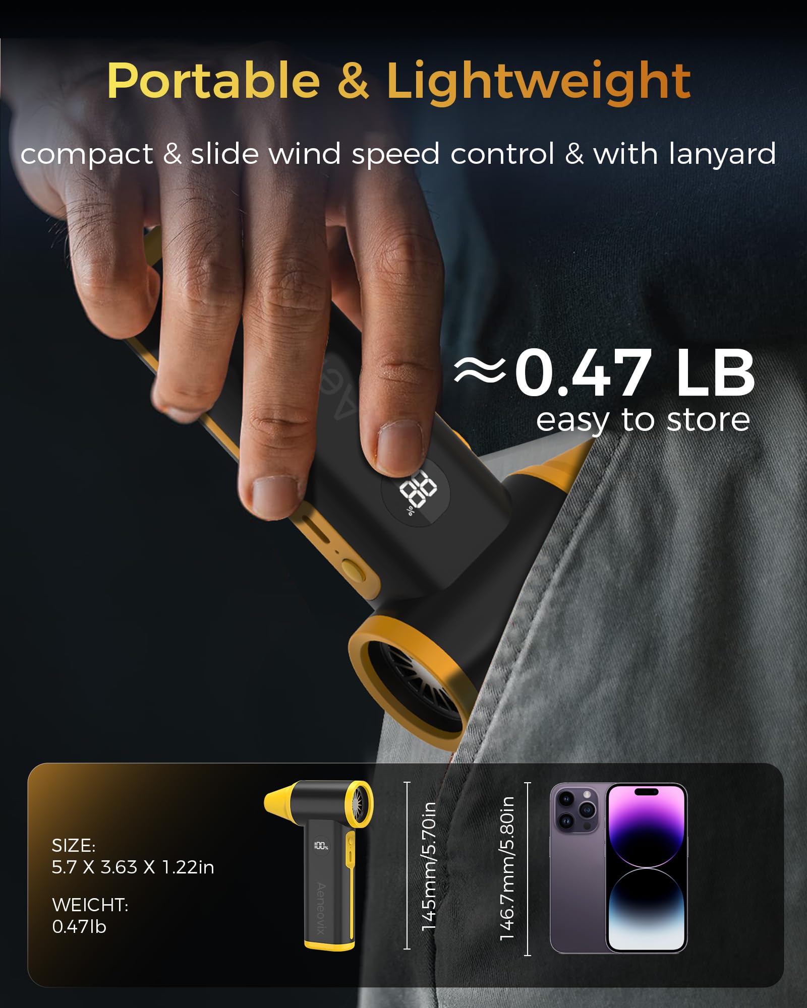 Souffleur Air Comprimé 2-en-1 8000mAh – 180000 Tr/min – 100 Vitesses + LED – Nettoyage PC, Clavier, Voiture
