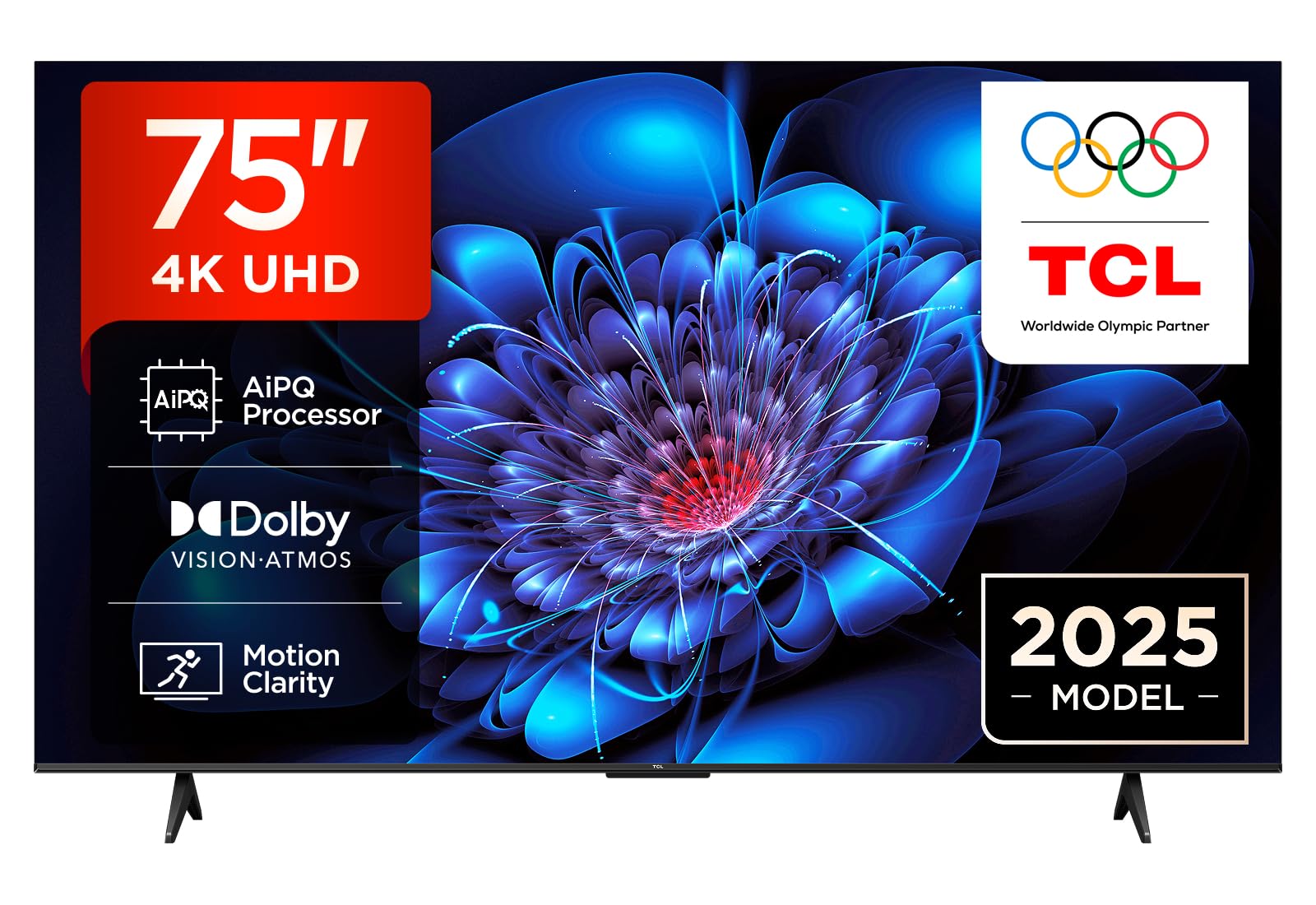 TCL 75P6K-UK 75' 4K Ultra HD, HDR TV, Smart TV Powered by Google TV (Dolby Audio, Voice Control, compatible with Google assistant, Chromecast built-in, 2025 Model) 4K Ultra HD P6K-UK 75 Inch