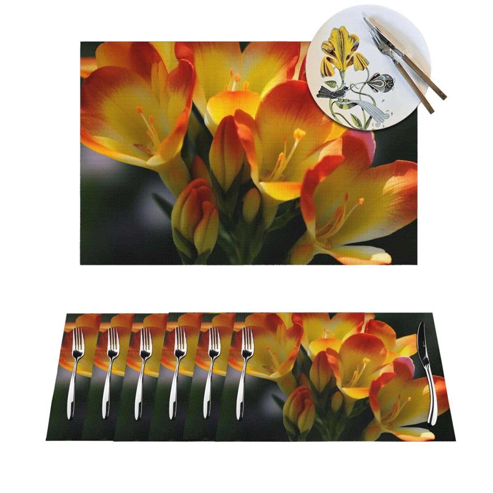 Set de table en PVC tissé Freesia lot de 6 pièces antidérapants 45x30 cm