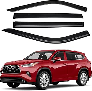 Canvcle Highlander Rain Guards - Window Visors for Toyota Highlander 2020-2025 2026, Outside-Mount Tape-On Side Window Wind Deflectors for Highlander Accessories, Vent Visors Shades Rainproof 4PCS